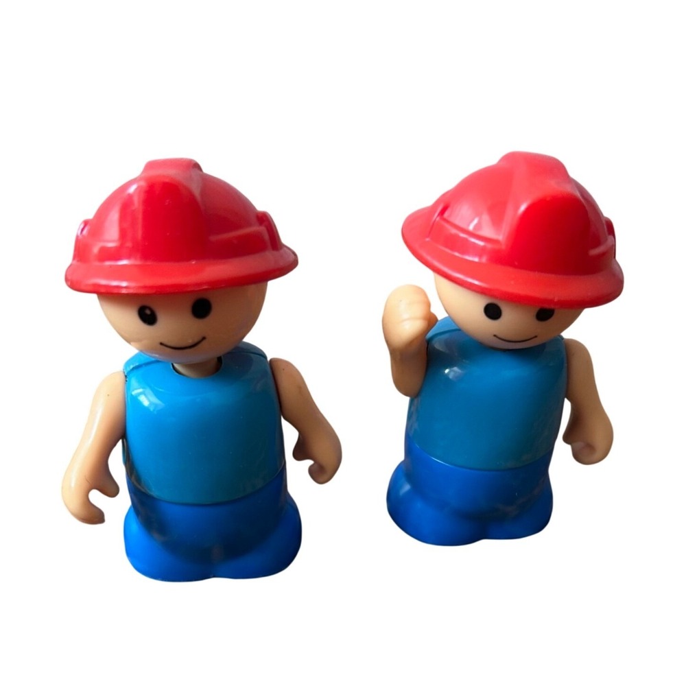 2 Vintage Playskool Lil Playmatess Construction Worker Figures 1980's